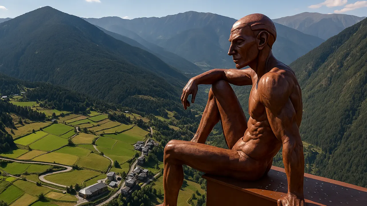 Vista panorámica del valle de Andorra desde el Mirador del Roc del Quer al atardecer