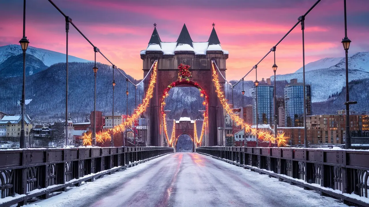 Puente de diciembre viajes organizados: Escapadas y destinos ideales 1 Puente de una gran ciudad decorada con luces de Navidad