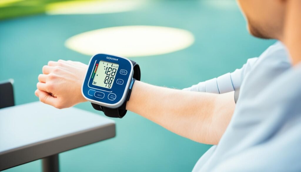 Tensiómetro digital en uso