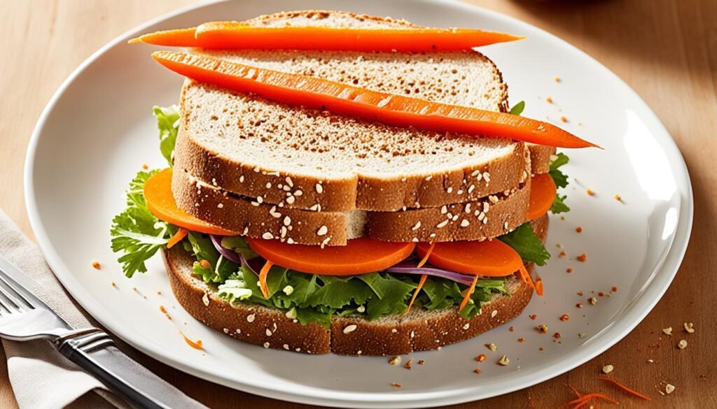 sándwich de pan con zanahorias